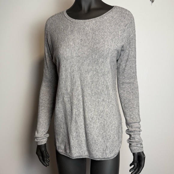 🐑 Max studio / cashmere 2 ply casual long sleeve grey sweater - Picture 1 of 8